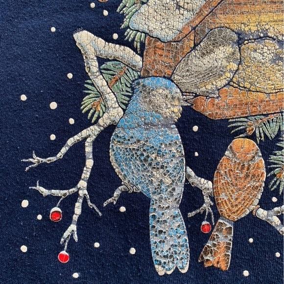 Vintage Morning Sun Crewneck Sweatshirt Cardinal Birds Birdhouse Tree Size XXL - Picture 3 of 7